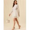 imageAllegra K Womens Elegant Long Sleeve Stand Collar High Waist Floral Lace DressBeige