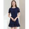 imageAllegra K Womens Elegant Short Sheer Sleeve Ruffle Hem Swiss Dots Chiffon DressBlue