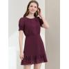 imageAllegra K Womens Elegant Short Sheer Sleeve Ruffle Hem Swiss Dots Chiffon DressWine