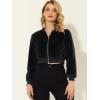 imageAllegra K Womens Faux Fur Coats Long Sleeve 2023 Fall Zipper Up Crop JacketBlack