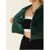 imageAllegra K Womens Faux Fur Coats Long Sleeve 2023 Fall Zipper Up Crop JacketDark Green