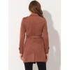 imageAllegra K Womens Faux Suede Trench Coat Notched Lapel Double Breasted Jacket with BeltCaramel