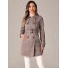 imageAllegra K Womens Faux Suede Trench Coat Notched Lapel Double Breasted Jacket with BeltDark Beige