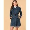 imageAllegra K Womens Faux Suede Trench Coat Notched Lapel Double Breasted Jacket with BeltDark Blue