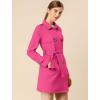 imageAllegra K Womens Faux Suede Trench Coat Notched Lapel Double Breasted Jacket with BeltHot Pink