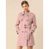 imageAllegra K Womens Faux Suede Trench Coat Notched Lapel Double Breasted Jacket with BeltPink