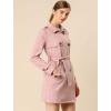 imageAllegra K Womens Faux Suede Trench Coat Notched Lapel Double Breasted Jacket with BeltPink