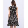 imageAllegra K Womens Floral Chiffon Dresses Smocked Mini Sleeveless ALine DressBlack Orange
