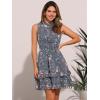 imageAllegra K Womens Floral Chiffon Dresses Smocked Mini Sleeveless ALine DressBlue Gray