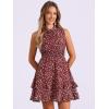 imageAllegra K Womens Floral Chiffon Dresses Smocked Mini Sleeveless ALine DressBurgundy