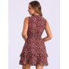 imageAllegra K Womens Floral Chiffon Dresses Smocked Mini Sleeveless ALine DressBurgundy