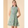 imageAllegra K Womens Floral Chiffon Dresses Smocked Mini Sleeveless ALine DressGreen