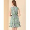 imageAllegra K Womens Floral Chiffon Dresses Smocked Mini Sleeveless ALine DressGreen