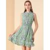 imageAllegra K Womens Floral Chiffon Dresses Smocked Mini Sleeveless ALine DressGreen