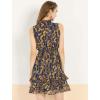 imageAllegra K Womens Floral Chiffon Dresses Smocked Mini Sleeveless ALine DressNavy Blue