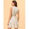 imageAllegra K Womens Floral Chiffon Dresses Smocked Mini Sleeveless ALine DressWhitefloral