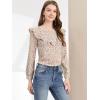 imageAllegra K Womens Floral Printed Top Long Sleeve Round Neck Ruffle Collar BlouseApricot