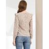 imageAllegra K Womens Floral Printed Top Long Sleeve Round Neck Ruffle Collar BlouseApricot