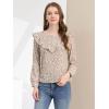 imageAllegra K Womens Floral Printed Top Long Sleeve Round Neck Ruffle Collar BlouseApricot