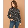 imageAllegra K Womens Floral Ruffled Vintage Boho Long Sleeve Mock Neck BlouseBlack