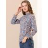 imageAllegra K Womens Floral Ruffled Vintage Boho Long Sleeve Mock Neck BlouseBlue Gray