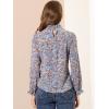 imageAllegra K Womens Floral Ruffled Vintage Boho Long Sleeve Mock Neck BlouseBlue Gray