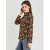 imageAllegra K Womens Floral Ruffled Vintage Boho Long Sleeve Mock Neck BlouseBrown