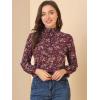 imageAllegra K Womens Floral Ruffled Vintage Boho Long Sleeve Mock Neck BlouseBurgundy