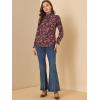 imageAllegra K Womens Floral Ruffled Vintage Boho Long Sleeve Mock Neck BlouseBurgundy