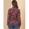 imageAllegra K Womens Floral Ruffled Vintage Boho Long Sleeve Mock Neck BlouseBurgundy