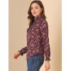 imageAllegra K Womens Floral Ruffled Vintage Boho Long Sleeve Mock Neck BlouseBurgundy