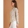 imageAllegra K Womens Floral Ruffled Vintage Boho Long Sleeve Mock Neck BlouseWhite