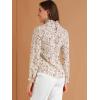 imageAllegra K Womens Floral Ruffled Vintage Boho Long Sleeve Mock Neck BlouseWhite