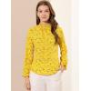 imageAllegra K Womens Floral Ruffled Vintage Boho Long Sleeve Mock Neck BlouseYellow