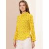 imageAllegra K Womens Floral Ruffled Vintage Boho Long Sleeve Mock Neck BlouseYellow
