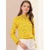 imageAllegra K Womens Floral Ruffled Vintage Boho Long Sleeve Mock Neck BlouseYellow
