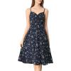 imageAllegra K Womens Floral Twist Front Knee Length Summer Adjustable Strap DressNavy
