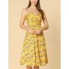 imageAllegra K Womens Floral Twist Front Knee Length Summer Adjustable Strap DressYellow
