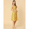 imageAllegra K Womens Floral Twist Front Knee Length Summer Adjustable Strap DressYellow
