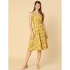 imageAllegra K Womens Floral Twist Front Knee Length Summer Adjustable Strap DressYellow