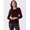 imageAllegra K Womens Halloween Velvet Top Semi Sheer BurnOut Long Sleeve Printed TopBurgundy