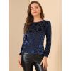 imageAllegra K Womens Halloween Velvet Top Semi Sheer BurnOut Long Sleeve Printed TopDark Blue