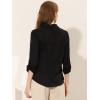 imageAllegra K Womens Lapel Collar Shirt 34 Roll Up Sleeve Button Up Casual Work Blouse TopBlack