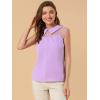 imageAllegra K Womens Peter Pan Collar Blouse Sheer Mesh Panel Short Sleeve Work Top ShirtPurple