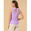 imageAllegra K Womens Peter Pan Collar Blouse Sheer Mesh Panel Short Sleeve Work Top ShirtPurple