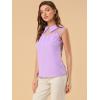 imageAllegra K Womens Peter Pan Collar Blouse Sheer Mesh Panel Short Sleeve Work Top ShirtPurple