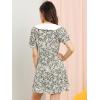 imageAllegra K Womens Peter Pan Collar Dress 2024 Floral Printed Button Bow Tie Short Sleeve Shirt DressesBlack