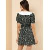imageAllegra K Womens Peter Pan Collar Dress 2024 Floral Printed Button Bow Tie Short Sleeve Shirt DressesBlack Blue