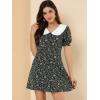 imageAllegra K Womens Peter Pan Collar Dress 2024 Floral Printed Button Bow Tie Short Sleeve Shirt DressesBlack Blue