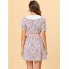 imageAllegra K Womens Peter Pan Collar Dress 2024 Floral Printed Button Bow Tie Short Sleeve Shirt DressesPink